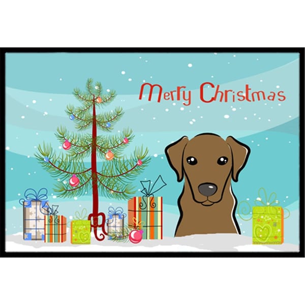 Carolines Treasures Christmas Tree and Chocolate Labrador Indoor or Outdoor Mat- 18 x 27 BB1606MAT - main
